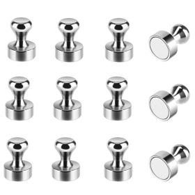 12pcs/Set Refrigerator Magnet Push Pin, Brushed Nickel Steel Fridge Magents, Magnetic Pushpins, Magnet Thumb Tacks, Magnets For Whiteboard, Kitchen, O