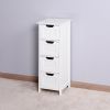 Bathroom Floor Cabinet;  Floor Bathroom Towel Storage;  White Freestanding Storage Organizer Cabinet with 4 Drawers for Bathroom;  Living Room;  Kitch