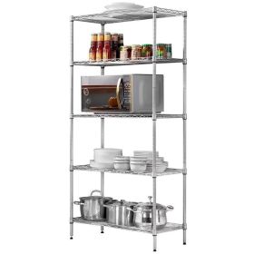 5 Tier Layer Storage Rack Organizer Kitchen Shelving Steel Wire Shelves;  35.44 x 13.78 x 70.87 inch