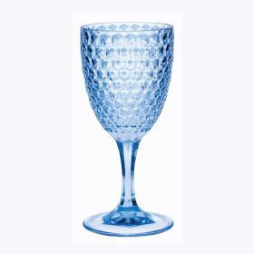 Designer Acrylic Diamond Cut Blue Wine Glasses Set of 4 (12oz), Premium Quality Unbreakable Stemmed Acrylic Wine Glasses for All Purpose Red or White