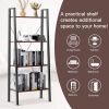 Industrial Trapezoidal Shelves; 4 Tiers Freestanding Bookshelf Storage Rack; Wooden Look; Suitable for Living Room; Bedroom; Kitchen; Bathroom; Office