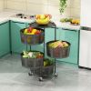 Storage Basket Kitchen Organizers Rotatable Bedroom Bathroom Movable 3-layer Multi-layer 3-5 Layers Stockpile Shelf