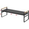 Two retractable frames - Expandable Cabinet Shelf Organizer,Stackable Pantry Shelf Organizer Adjustable Height  Countertop Storage Shelf Rack Cupboard