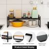 Two retractable frames - Expandable Cabinet Shelf Organizer,Stackable Pantry Shelf Organizer Adjustable Height  Countertop Storage Shelf Rack Cupboard