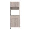 Calgary 2 Piece Kitchen Set, Kitchen Island + Pantry Cabinet , White /Light Gray