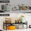 Two retractable frames - Expandable Cabinet Shelf Organizer,Stackable Pantry Shelf Organizer Adjustable Height  Countertop Storage Shelf Rack Cupboard