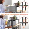 Kitchen Bakers Rack, Heavy Duty Bakers Rack 4-Tier Free Standing Kitchen Storage Shelf Rack Hight Adjustable with Wheels & Feet, Industrial Metal Micr