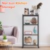 Kitchen Bakers Rack, Heavy Duty Bakers Rack 4-Tier Free Standing Kitchen Storage Shelf Rack Hight Adjustable with Wheels & Feet, Industrial Metal Micr
