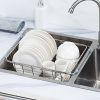 1pc Drain Rack; Drain Basket; Stainless Steel Kitchen Basket; Home Utensil Holder; Sink Basket; Retractable Sink Rack Suitable For Rectangular Sink Bo